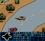 Test Drive 2001 (Game Boy Color) screenshot: Obstacles on the road