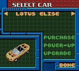 Test Drive 2001 (Game Boy Color) screenshot: Select a car