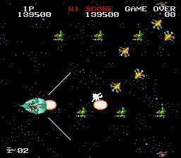 Darius Twin (SNES) screenshot: Under attack in space