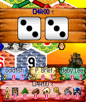 Catan (N-Gage) screenshot: Nearly everything is decided by the roll of dice.