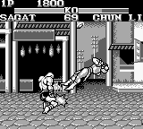 Street Fighter II (Game Boy) screenshot: Sagat is ready to attack with the Tiger Knee!