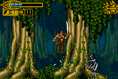 The Scorpion King: Sword of Osiris (Game Boy Advance) screenshot: You avoid with success this multiple boomerang shot originated by hands of a possible Sheeva's "ancestor"...