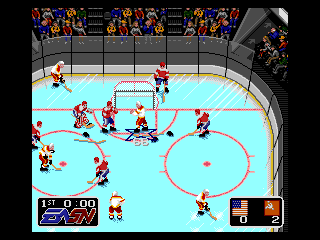 NHL Hockey (Genesis) screenshot: Always a good time for a fight