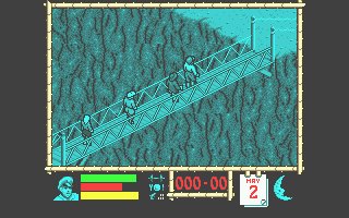 Where Time Stood Still (Atari ST) screenshot: Crossing one of the rickety bridges