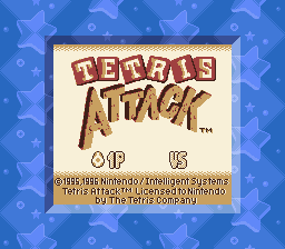 Tetris Attack (Game Boy) screenshot: Title screen (in Super Game Boy).