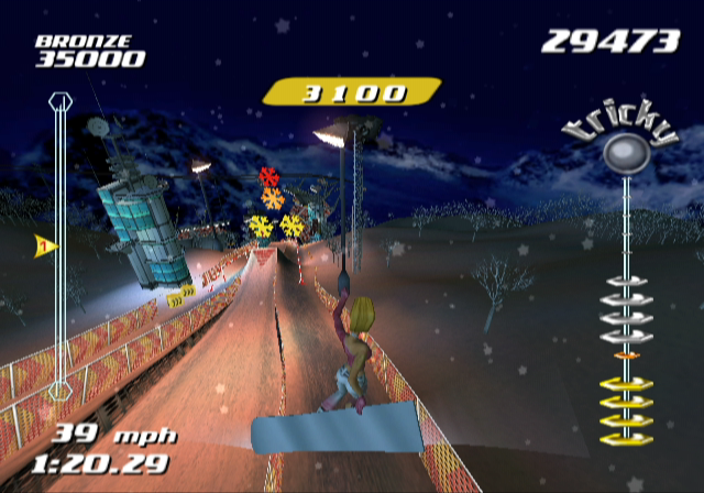 SSX Tricky (GameCube) screenshot: Performing a mid air trick