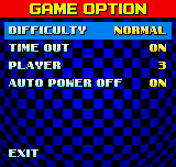 Sonic The Hedgehog Pocket Adventure (Neo Geo Pocket Color) screenshot: Options menu.