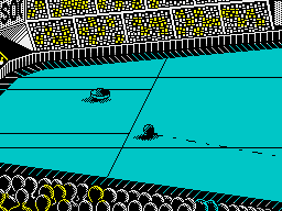 Xeno (ZX Spectrum) screenshot: Catching up with the puck