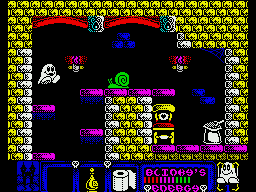 Blinkys Scary School (ZX Spectrum) screenshot: Hopping up on some platforms...