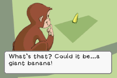 Curious George (Game Boy Advance) screenshot: George mistakes a hat for something else!