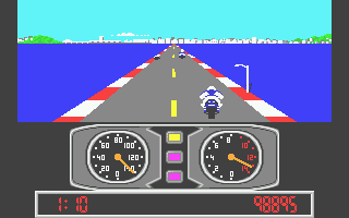 Super Cycle (Atari ST) screenshot: And the black potholes