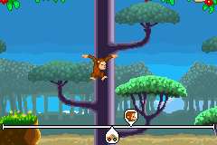 Curious George (Game Boy Advance) screenshot: Jumping through the trees
