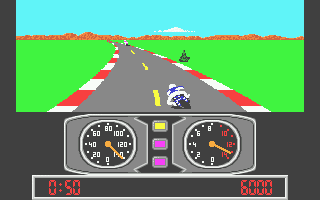 Super Cycle (Atari ST) screenshot: Taking a left-hander