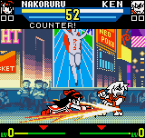 SNK vs. Capcom: The Match of the Millennium (Neo Geo Pocket Color) screenshot: Nakoruru uses her Annu Mutsube in Ken and makes a COUNTER at him!