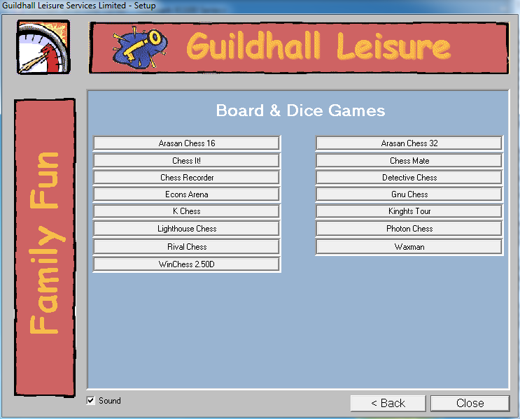 Board & Dice Games For Windows (Windows) screenshot: The games available under the Chess menu option