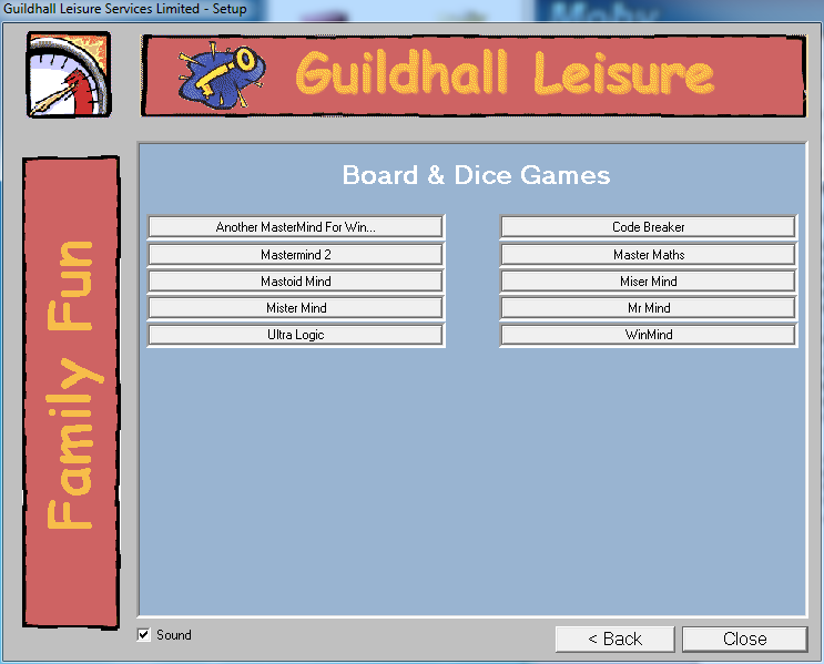 Board & Dice Games For Windows (Windows) screenshot: The games available under the Mastermind menu option