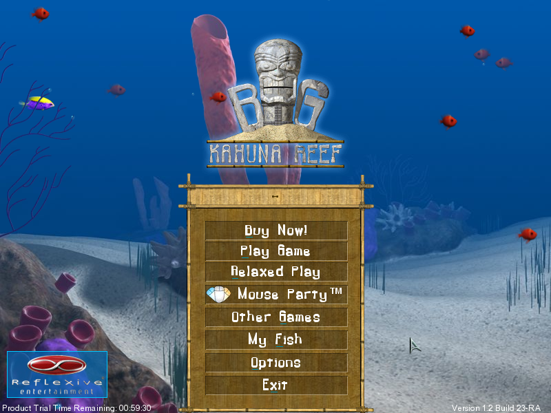 Big Kahuna Reef (Windows) screenshot: Main menu