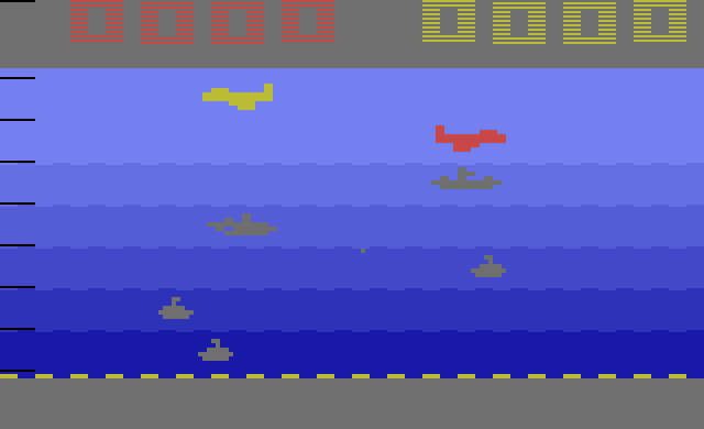Canyon Bomber (Atari 2600) screenshot: "Sea Bomber" variation.