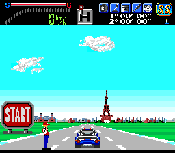 Victory Run (TurboGrafx-16) screenshot: Start out in Paris.