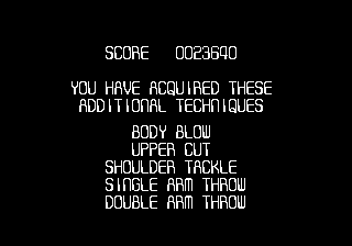Heavy Nova (Genesis) screenshot: New moves are awarded as you go