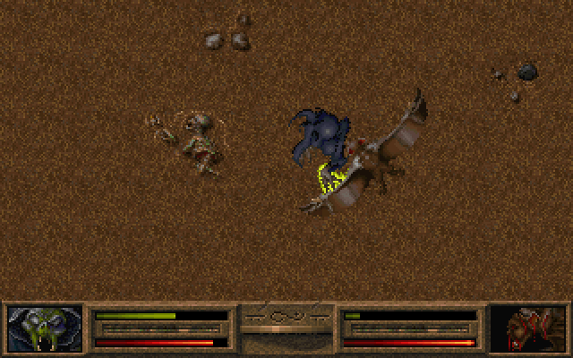 Dark Legions (DOS) screenshot: What Undead Do Together Behind Closed Doors: a wraith slashes at a vampire