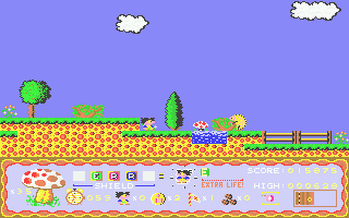 Terry's Big Adventure (Atari ST) screenshot: You can colelct that mushroom without drowning