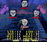 Towers: Lord Baniff's Deceit (Game Boy Color) screenshot: Player selection.
