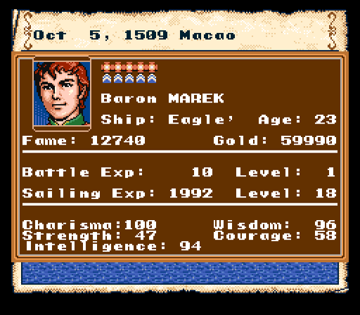 Screenshot of Uncharted Waters (SNES, 1990) - MobyGames Screenshot of Uncharted Waters (SNES, 1990) - MobyGames