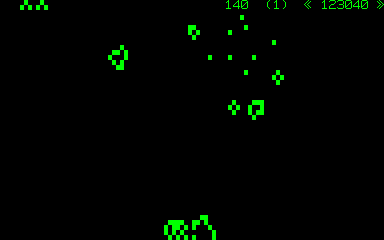 Asteroids (Nascom) screenshot: Getting killed