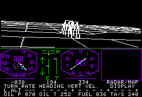 Flight Simulator (Apple II) screenshot: Version 3 with added bridge