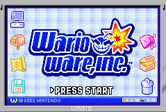 WarioWare, Inc.: Mega Microgame$! (Game Boy Advance) screenshot: Title Screen, looks like XP...