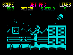 Gunrunner (ZX Spectrum) screenshot: Lining up to shoot out the turret