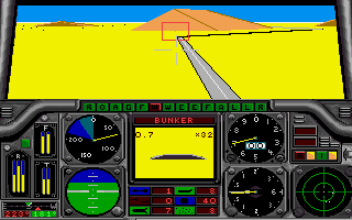 Gunship (Amiga) screenshot: Attacking an enemy bunker