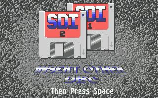 SDI: Strategic Defense Initiative (Atari ST) screenshot: As ST disks were half the size of Amiga ones back then, the game came on 2 disks