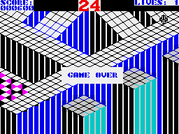 Gyroscope (ZX Spectrum) screenshot: Game over