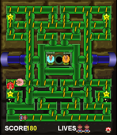 Mario Bros. in Pipe Panic (Browser) screenshot: Level 1 with Mario.
