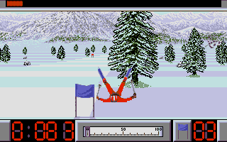 Super Ski II (Atari ST) screenshot: You didn't avoid obstacle