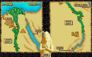 Day of the Pharaoh (Amiga) screenshot: Map of Egypt.