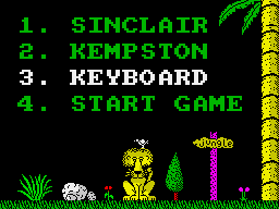 Three Weeks in Paradise (ZX Spectrum) screenshot: Controls