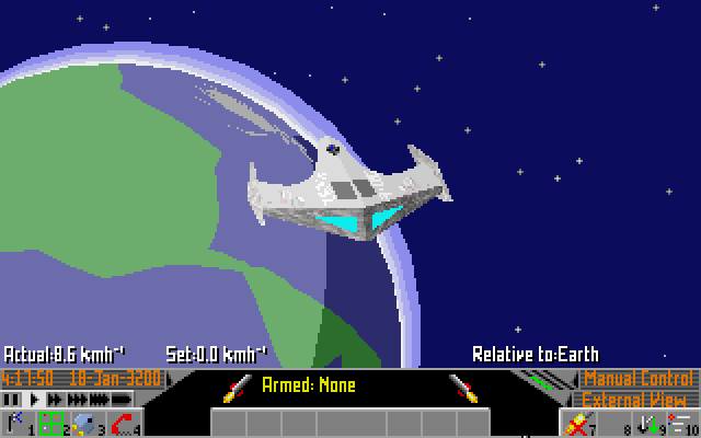 Frontier: Elite II (DOS) screenshot: Earth, the blue marble.