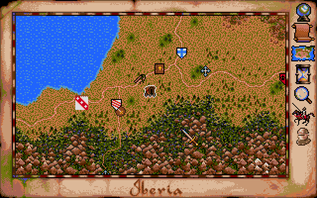 Vengeance of Excalibur (DOS) screenshot: The map overview