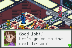 Mega Man Battle Network (Game Boy Advance) screenshot: Even the class is on the Internet!