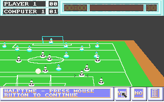 Subbuteo (Atari ST) screenshot: With half of the match gone, there is half of the match still to go