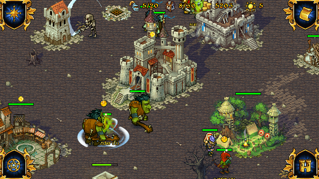 Majesty: The Fantasy Kingdom Sim (J2ME) screenshot: Village is being attacked by trolls