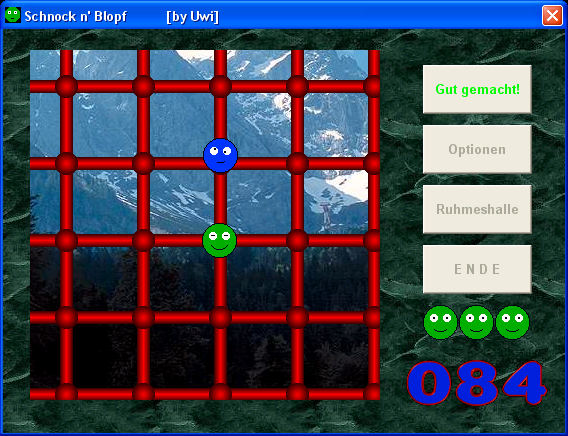 Schnock n' Blopf (Windows) screenshot: Level completed - the complete background image is revealed