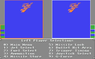 SkyChase (Atari ST) screenshot: Plenty of planes to choose from