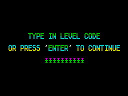 Steg the Slug (ZX Spectrum) screenshot: Level code entry