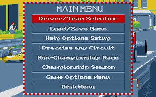 World Circuit (Atari ST) screenshot: Main menu.