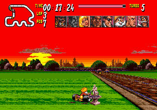 Street Racer (Genesis) screenshot: Running out of road