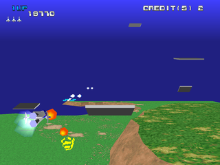 Xevious 3D/G+ (PlayStation) screenshot: The monoliths